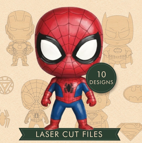 Chibi Superheroes Laser Cut Bundle | 5 Hero Characters | DXF SVG