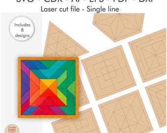 Archivos vectoriales de rompecabezas Montessori cortados con láser: Plantillas de juguetes educativos de madera (Descarga digital SVG DXF)