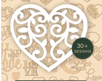 Love & Hearts Laser-Schnitt-Dateien • Valentinstag SVG Bundle