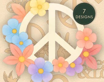Archivos cortados con láser del símbolo de la paz / Decoración de pared bohemia (SVG, DXF, PDF)