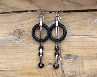 Boucles d'oreilles géométriques avant arrière, boucles légères multi-options, oreillette double face Statement, boucles d'oreilles polyvalentes, ARSENAL BO1