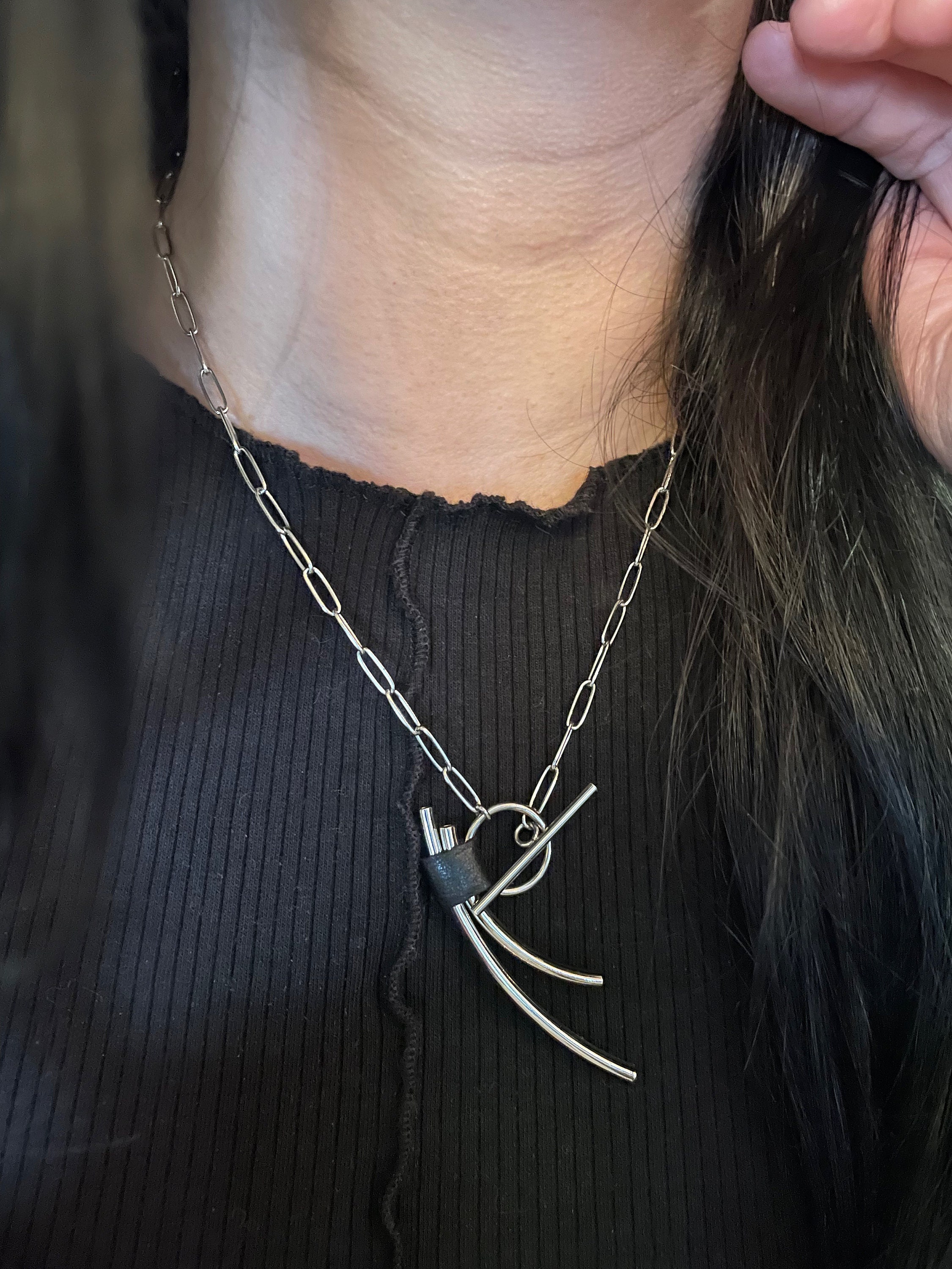 Collana Punk A Catena Con Maglie A Graffetta E Anelli Di Carta - Girocollo Corto In Oro, Stile Boho/Vintage, Lega Di Qualità, Regalo Per Lei - 6