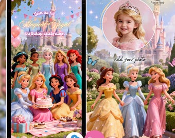 Princess Birthday Invitation Magical Royal Castle Party Animated Video Digital Template, Instant Download