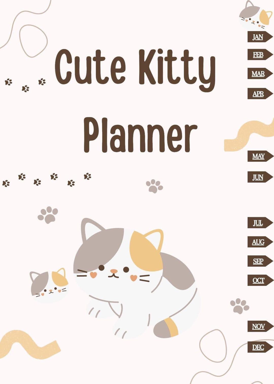 Printable Cute Cat Weekly, Monthly & Daily Planner | Digital Planner ...