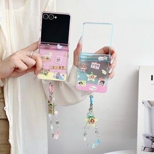 Wave Pattern Starry Transparent Crybaby Samsung Z Flip Phone Case Phone Protective Cover