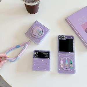 Wave Pattern Starry Crybaby Samsung Z Flip Phone Case Lanyard and Protective Cover for Galaxy Z Flip 7 6 5 4 3