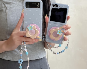 Floral Phone Case with MagSafe Compatibility, Lanyard Attachment Full-Body Protection for Samsung Galaxy Z Flip 3/4/5/6/7