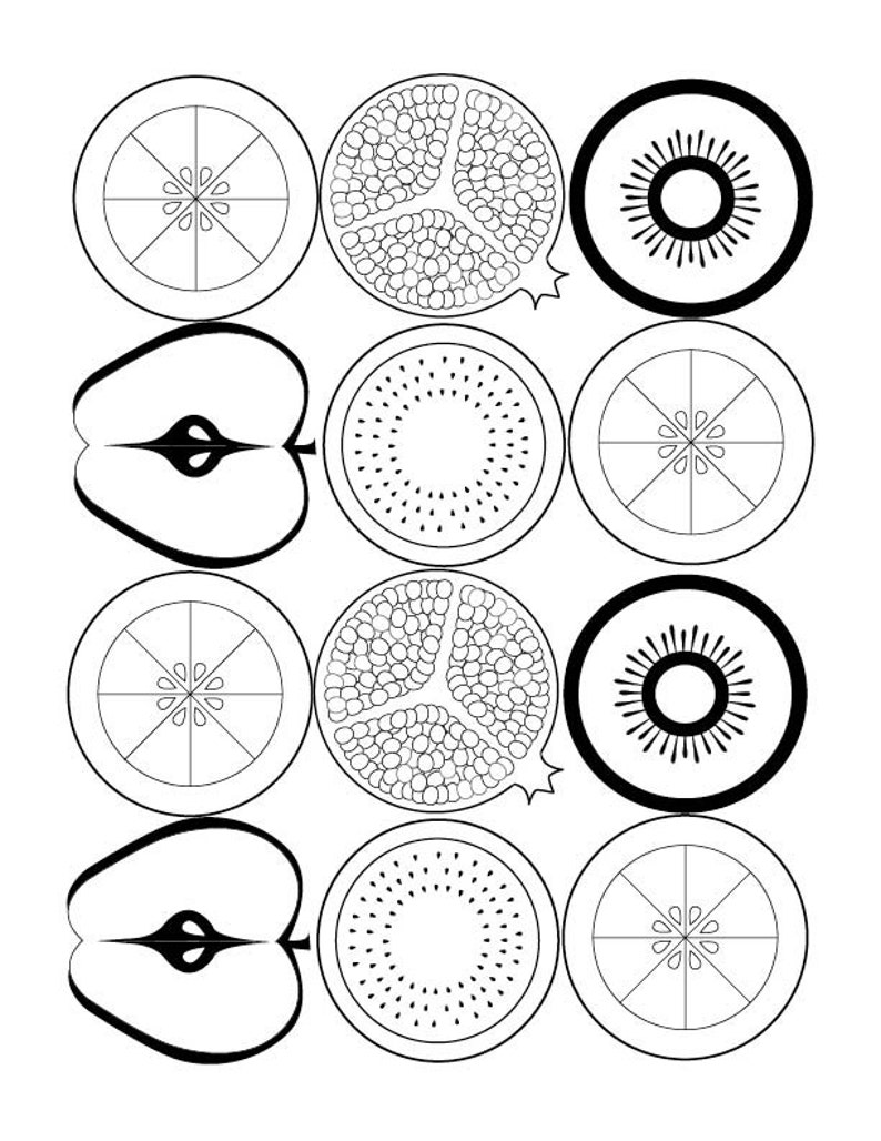 Printable Fruit Slice Coloring Pages for Crafting - Etsy