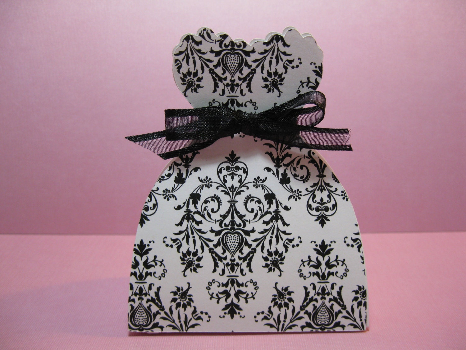 Set of 10 Bride Dress Favor Boxes Black and White Damask Etsy