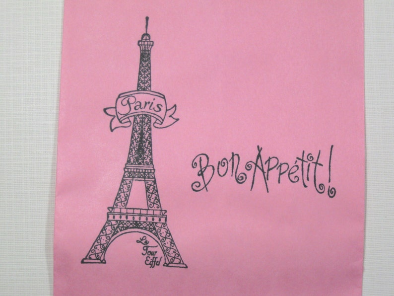 10 Pink Black Eiffel Tower Paper Favor Bags Lined in Wax Etsy