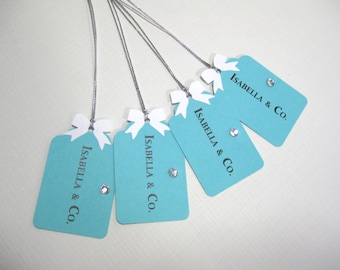 10 Personalized Favor Tags  Audrey Hepburn Breakfast at Tiff  Pool Blue  Aqua Blue Wedding  Bridal Shower Favor Tags  Baby Shower Tags