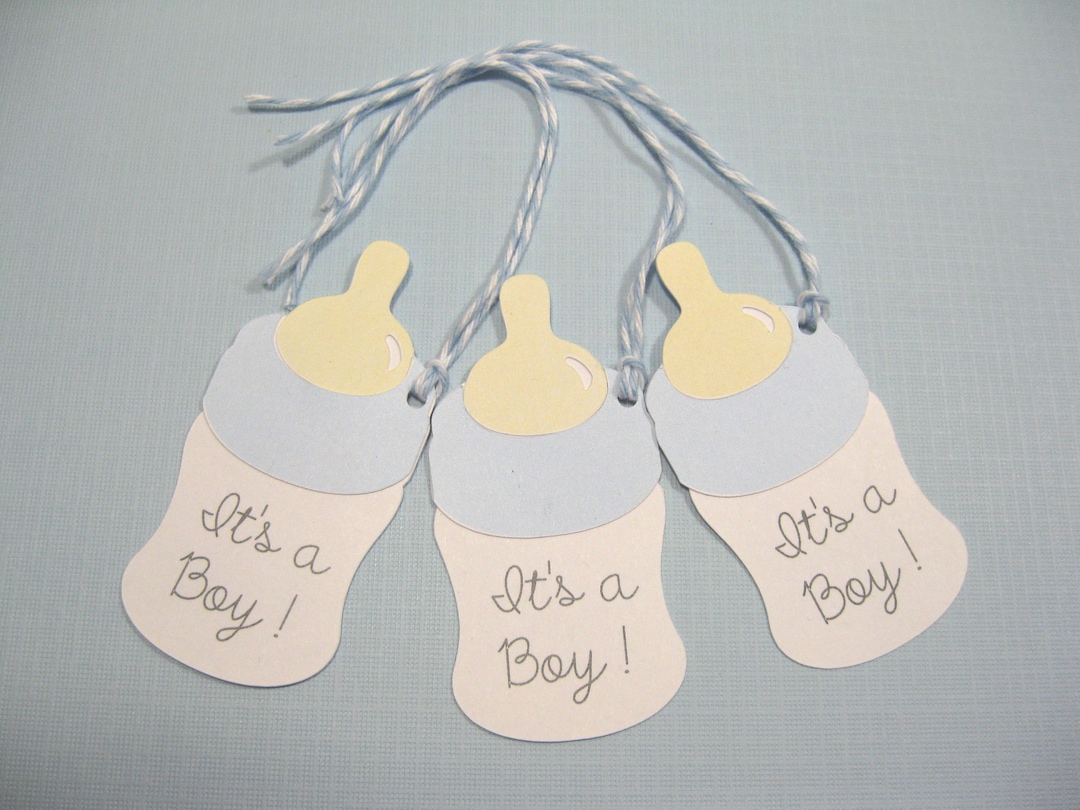 10 Baby Shower Tags for Favors It's a Boy Tags Baby Bottle Tags Gift