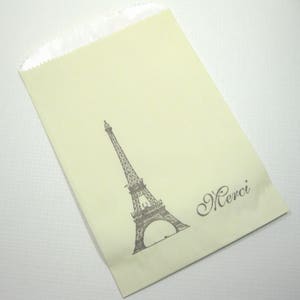 10 Cream and Brown Eiffel Tower Favor Bags lined in wax Candy Buffet Bags Paris Wedding Bridal Shower Ooh la la Party Birthday image 1