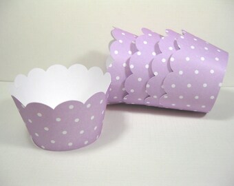 12 scalloped standard size cupcake wrappers - cupcake holder - girl baby shower - Lavender cupcake wrappers - girl birthday - it's a girl