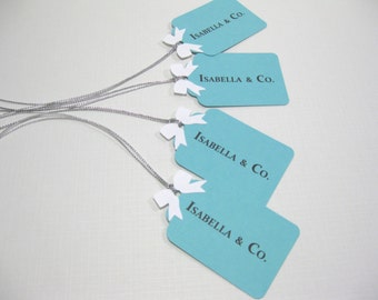 10  Bridal Shower Tags for Favors  Personalized Aqua Blue Favor Tags  Audrey Hepburn Breakfast at Tiff Tags  Baby Shower Tags