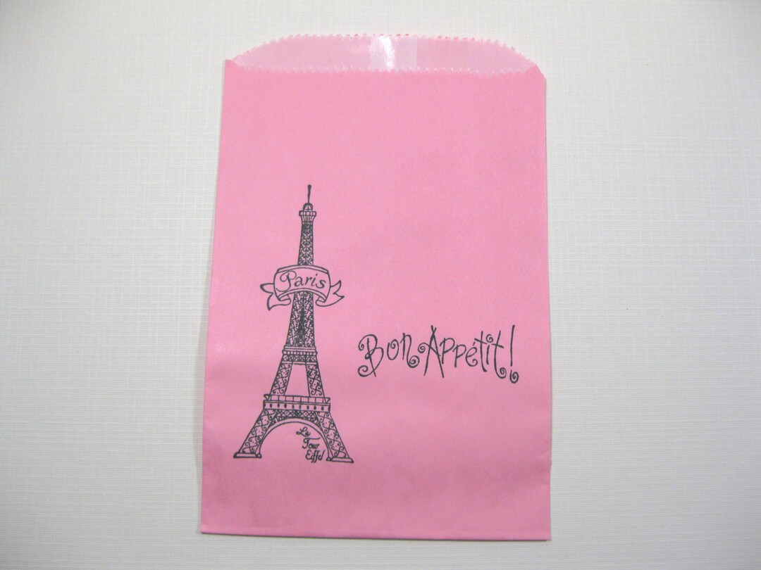10 Pink Black Eiffel Tower Paper Favor Bags Lined in Wax - Etsy