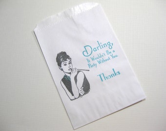 10 Aqua Audrey Hepburn Breakfast at Tiff Favor Wax Lined Bags - Candy Buffet Bags - Treat Bags - Weddings - Bridal Shower - Baby Shower