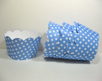 12 scalloped standard size cupcake wrappers - cupcake holder - boy baby shower - blue cupcake wrappers - boy birthday - it's a boy