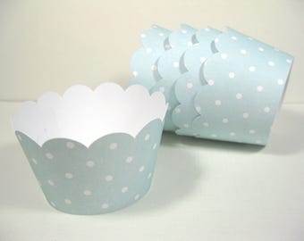 12 scalloped standard size cupcake wrappers - cupcake holder - girl baby shower - mint green cupcake wrappers - girl birthday - it's a girl