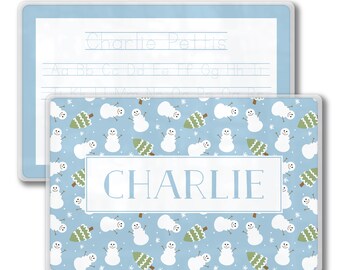 Personalized Kids Placemat | Winter Name Tracing Mat | Toddler Write & Wipe Placemat | Custom Preschool Learning Gift
