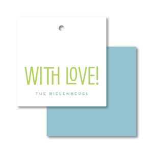 Custom Square Gift Tags | Bold With Love Name Tags | Personalized Christmas & Holiday Gift Labels