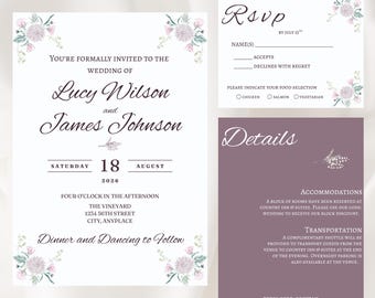 Fall Flower Wedding Invitation Template Suite Canva Fall Floral Wedding Invitation Invite