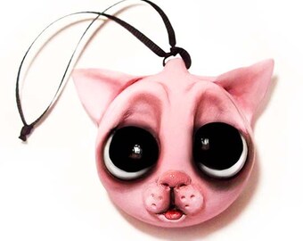 Pink Cat Ornament - Valentines Decoration - Valentines Day Ornament Valentines Gift - Cat Lover - Kitten ornament - MADE TO ORDER -