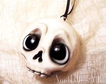 Halloween Skull Ornament - Halloween Decorations - Halloween - Creepy Cute - Big Eyes - Skeleton Ornament