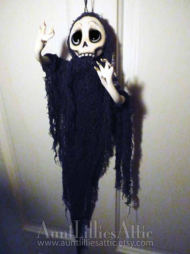 Ghost Ornament Grim Reaper, Skull Ornament, Halloween Decoration, Halloween, Creepy Cute MADE TO ORDER image 3