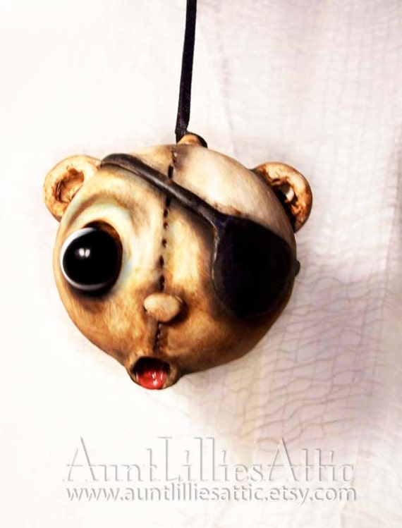 Christmas Teddy Bear Ornament - Creepy Cute - Pirate Bear - MADE TO ORDER -