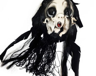 Halloween Decoration, Halloween Ornament, Gothic Art Doll OOAK, Halloween Decor, Creepy Cute, Spooky, Scary, Halloween Sculpture, Scream Art