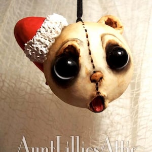 Christmas Teddy Bear Santa Ornament - Christmas Bear - MADE TO ORDER -