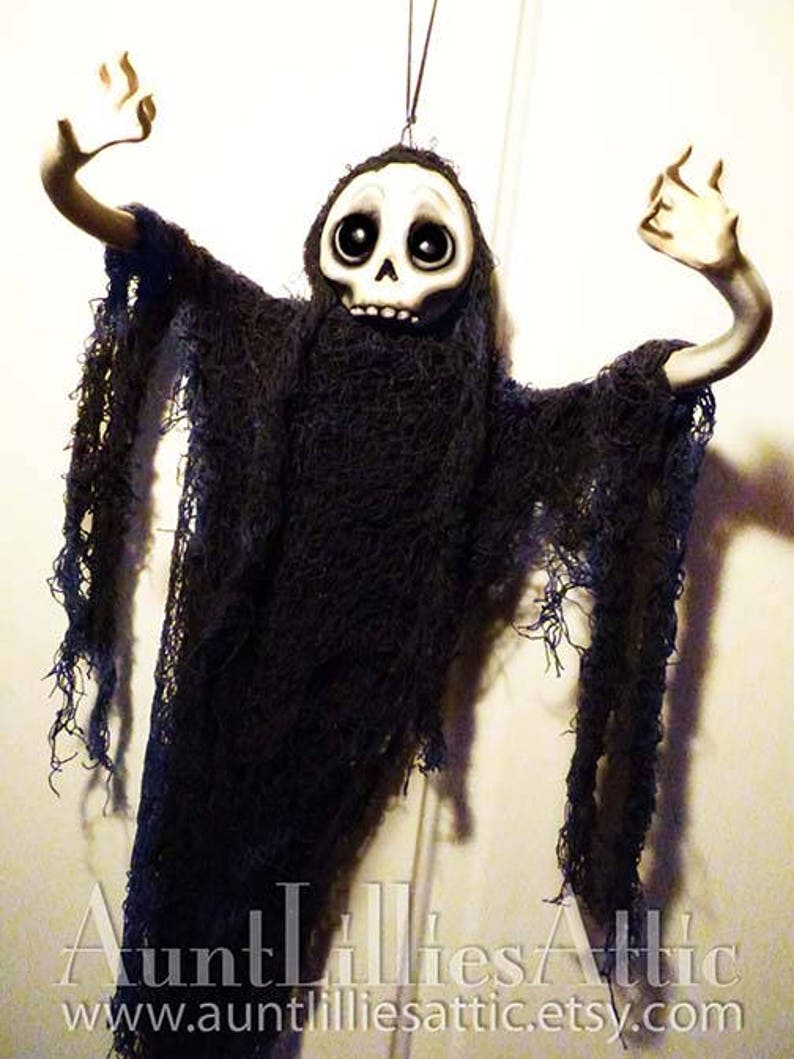 Ghost Ornament Grim Reaper, Skull Ornament, Halloween Decoration, Halloween, Creepy Cute MADE TO ORDER image 4