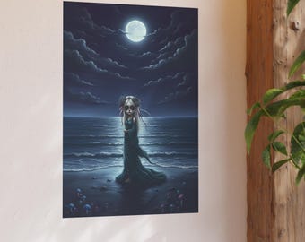 Gothic Moonlit Mimic Gothic Fairy Siren Goth Poster | Satin & Archival Matte Posters