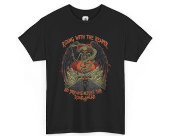 Riding with the Reaper T-Shirt | Grim Reaper Motorcycle Design