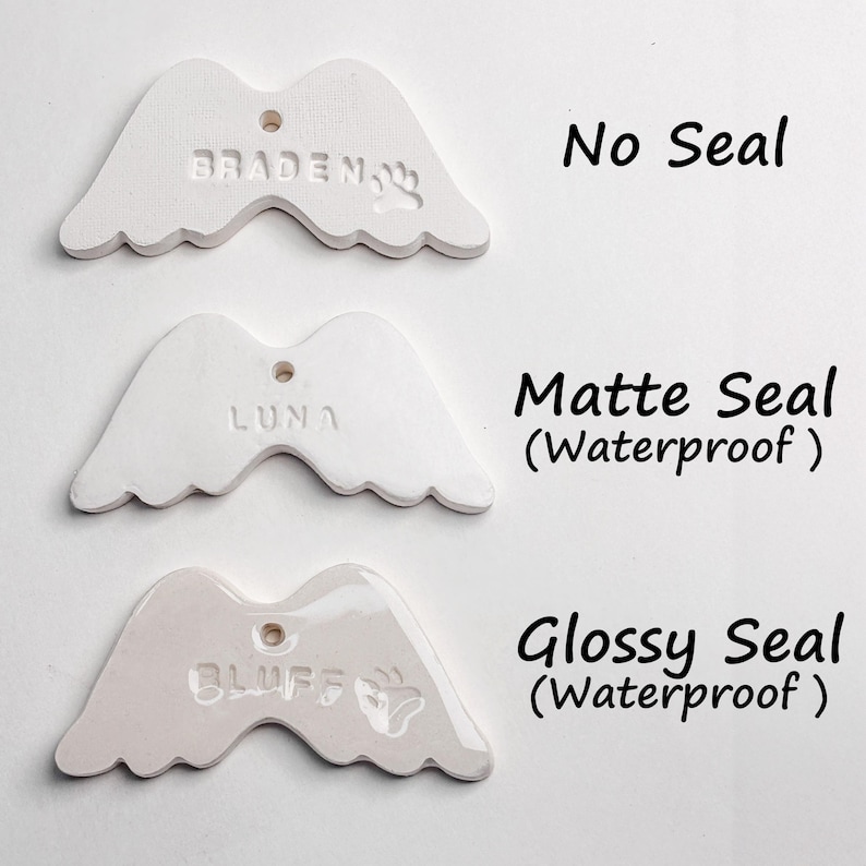 PetMemorial Engelflügel mit Pfotenabdruck, individuelles Hund Katze Verlust Geschenk, personalisierte Weihnachtsverzierung, handgemachtes Ton Andenken, Beileid Geschenk Bild 3