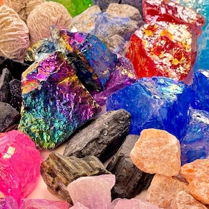 Mystery Bag of Assorted Crystals, Natural Raw Gemstones, rough crystal shards, Raw Crystal Mix, Natural Crystal Confetti Colorful Mixed