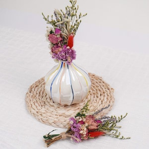 Handcrafted Striped Ceramic Vase | Modern Pottery Decor  Handcrafted Home Accent, Unique Gift for Plant Lovers