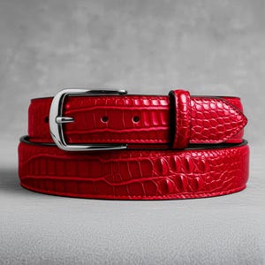 Luxury red belt for men, alligator skin crocodile leather Men&#39;s belt ledergurtel herren