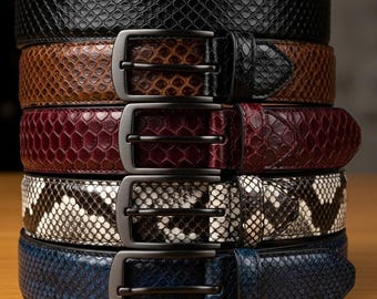 Genuine Snake Leather dress jeans Belt Ledergurtel Herren damen jeans