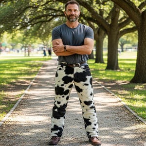 Customized Cowhide Hair on leather Pant - cowboy Authentic Western Style Handcrafted Western Wear Pants