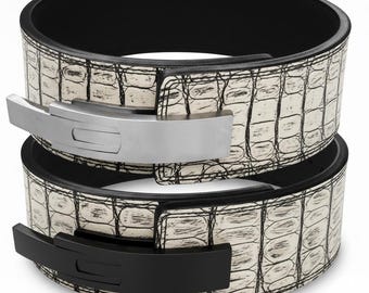 Cinturón de piel de cocodrilo, personalizado para levantamiento de pesas, levantamiento de potencia, peso muerto y sentadillas, tallas S-6XL