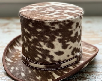 Handmade Cowhide Top Hat Western Steampunk Cowboy Style hats
