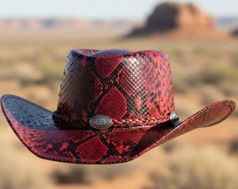 Handmade Snakeskin Leather Cowboy Hat: Customizable Western Style
