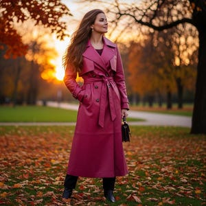 Handmade Oversized Leather Trench Coat: Retro Maxi Long Overcoat Women Fashion Real Overcoat