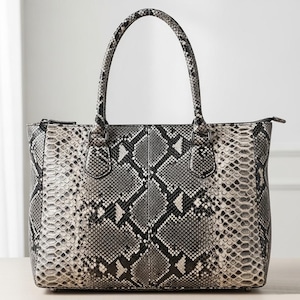 Luxury Woman’s Python Leather Tote Bag Snakeskin Shopper Large Leather