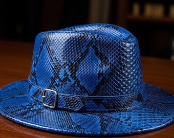 Snakeskin Cowboy Hat: Handmade Python Leather Cap
