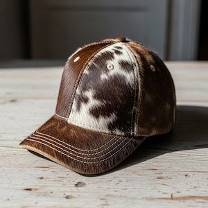 Real cowhide cap| Women | Freehand burned Floral Design on leather patch | gift for her  Baseball Cap