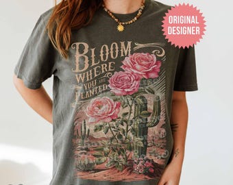 Cactus  Bloom Where You are Planted Boho Sublimation Designs Western Shirt  Files Dtf Transfers Commercial Use Vintage Tshirt Designs