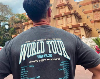 Comfort Colors Epcot Drinking Around The World Tour Shirt, Epcot Drink Shirt, Epcot World Tour Shirt, Disney Shirt, Men Women Subtle Disney